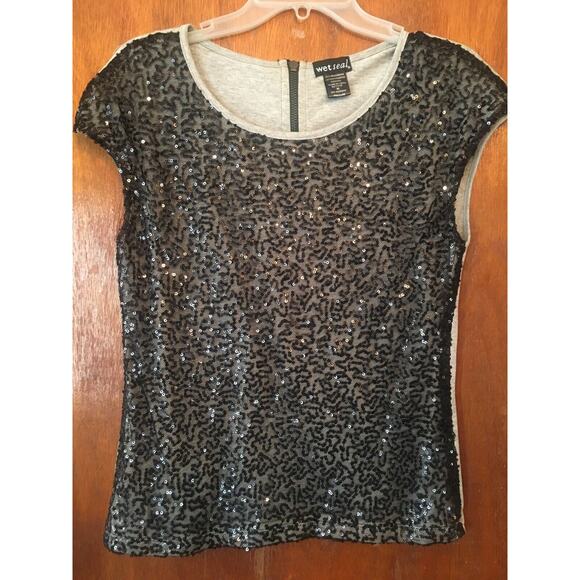 Wetseal Black Sequin Womens Medium M - Picture 1 of 4